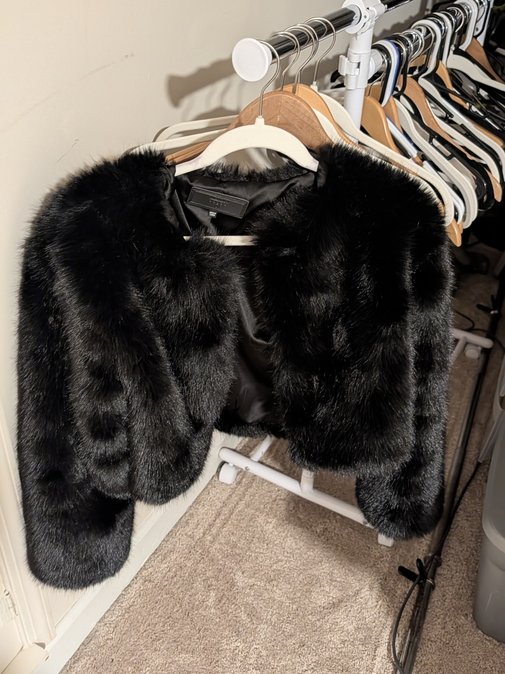 Blank NYC Black Faux Fur Cropped Jacket
